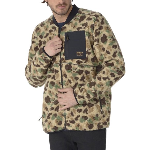 NEW Burton Grove Sherpa Fleece Jacket!  Camo  Full Zip  Chest Pocket  Knubby - Picture 1 of 3